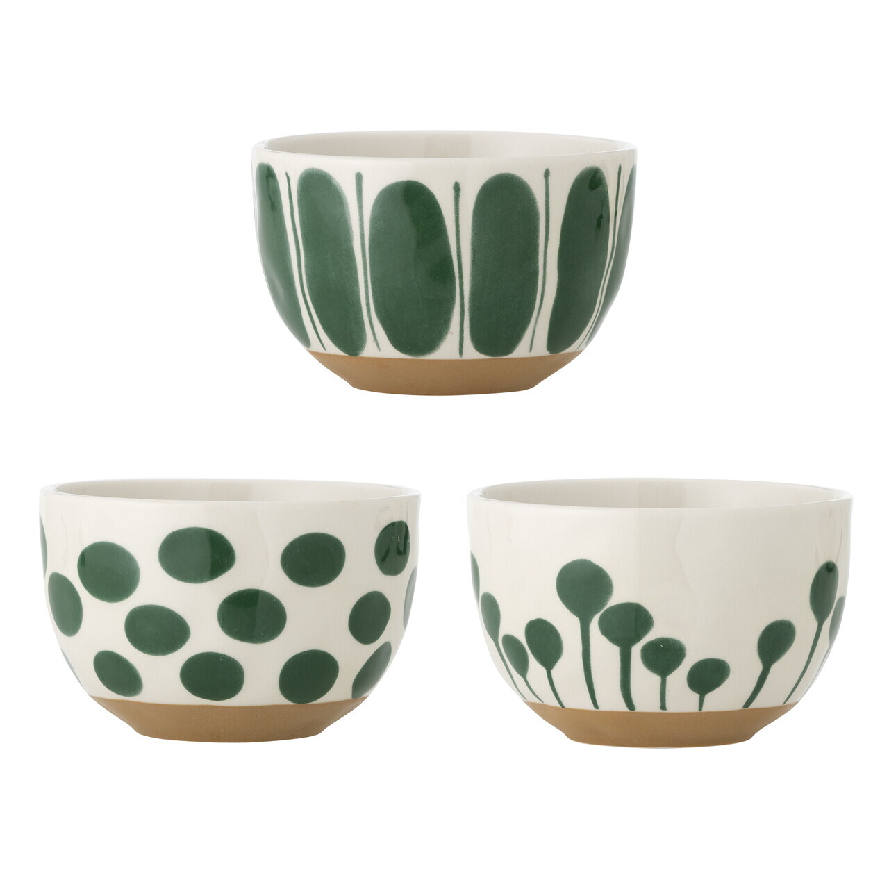 Set 3 boluri, Bloomingville, Linora, 12.5x8 cm, 580 ml, ceramica, verde - imagine 4